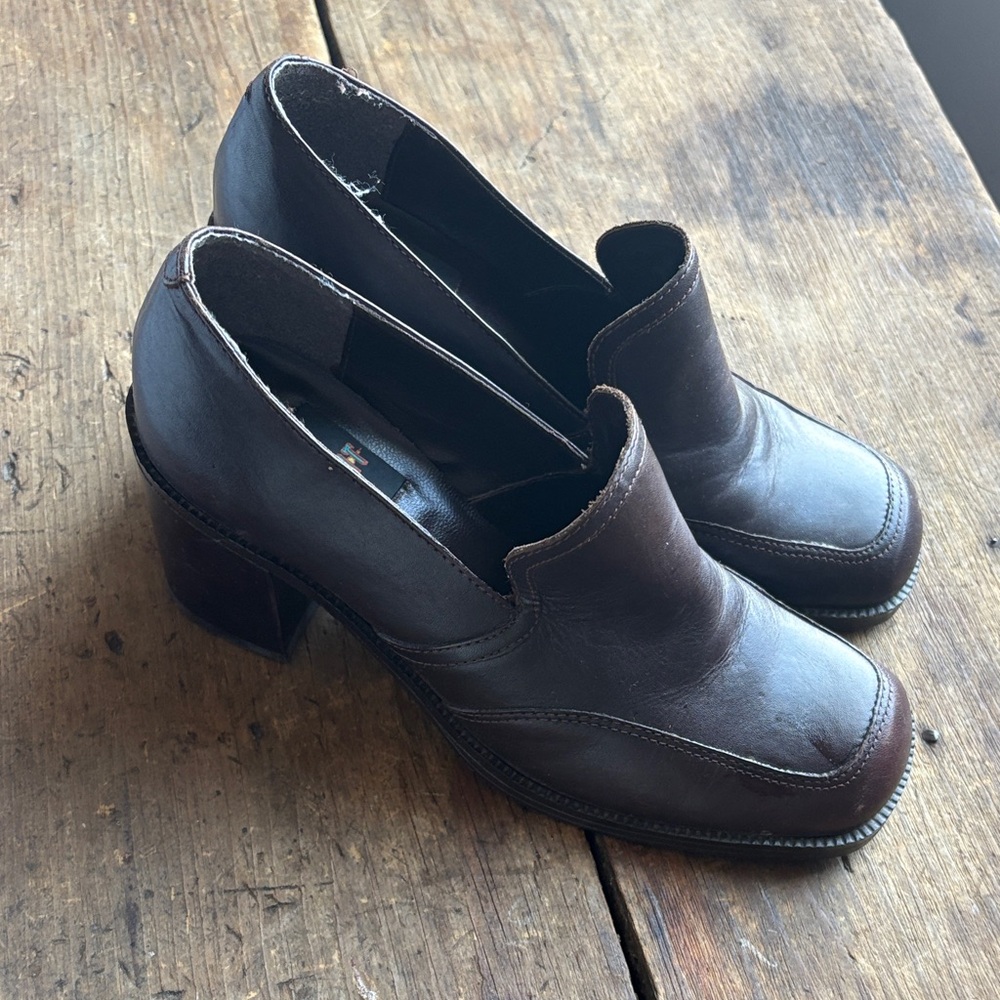 Franco Sarto Dark Brown Leather Slip-On Loafers